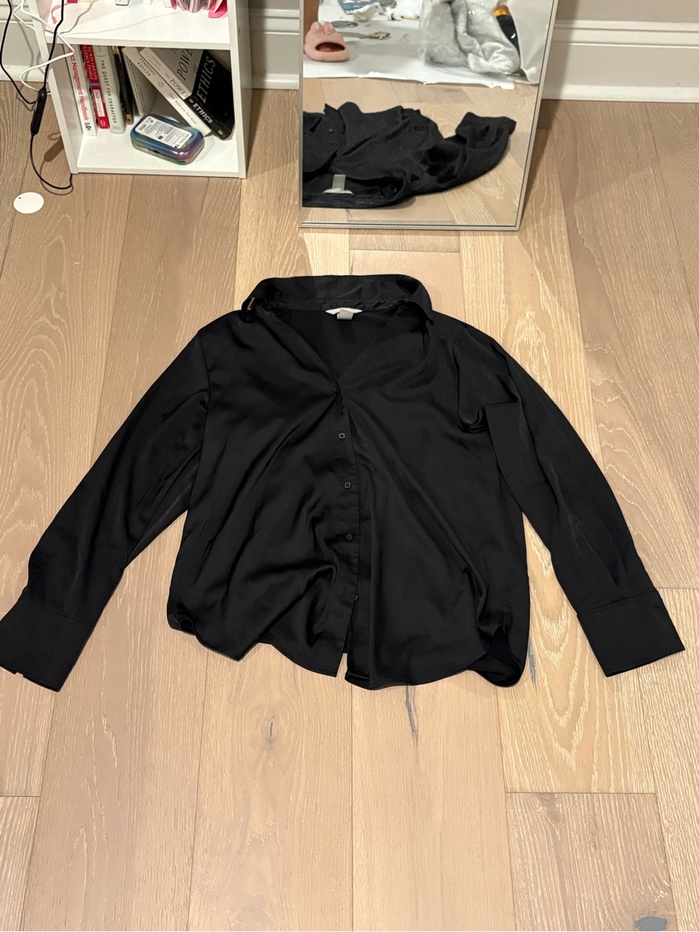 Black Women's Button-Down Blouse - Classic Long Sleeve